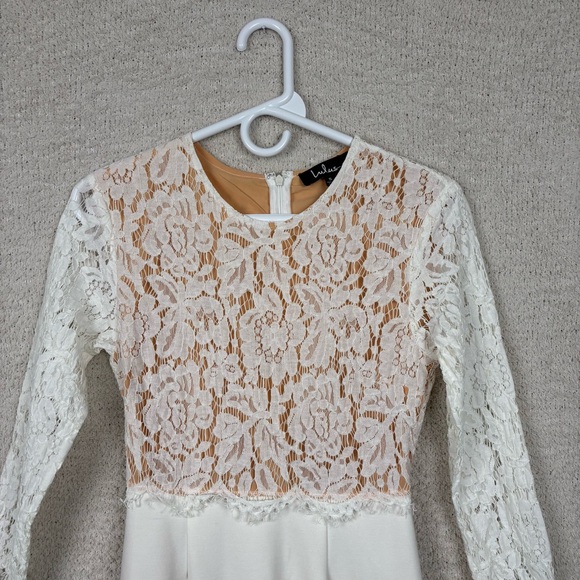Lulus‎ Dress Womens S White Beige She Knows White Lace Bodycon Bridal Party Gown - Picture 3 of 13